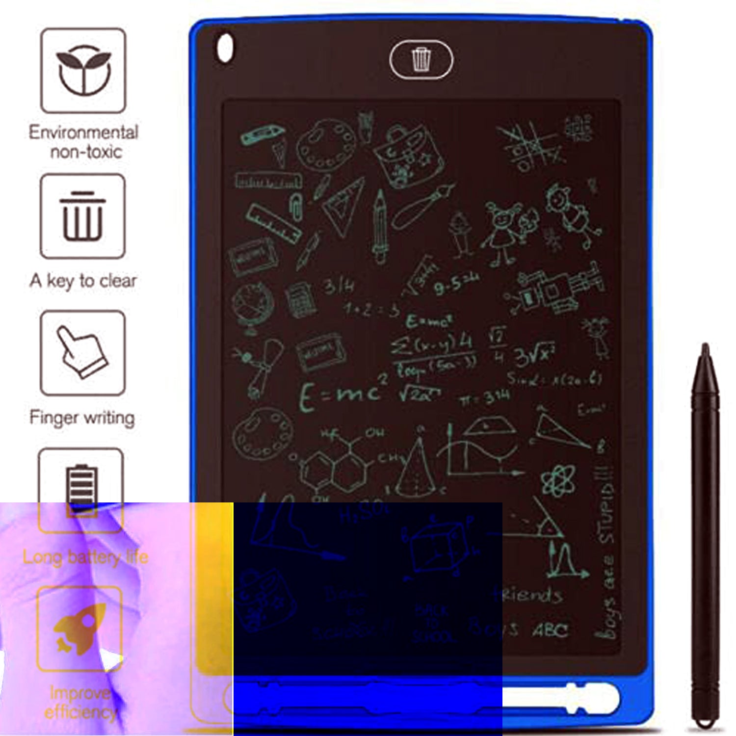 LCD Writing Tablet 8.5 Inch E-Note Pad - Kids Drawing Pad, Doodle Board, Learning Gift for 3-6 Years Old (Random Color) | EagleShopy